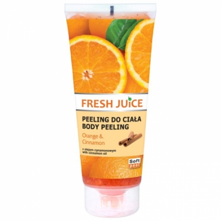 Fresh Juice Żel peelingujący do ciała - Orange & Cinnamon - z ekstraktem z pomarańczy i olejem cynamonowym, 200ml