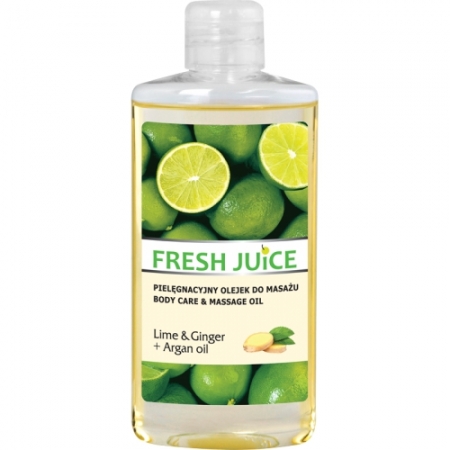 Fresh Juice - Pielęgnacyjny olejek do masażu - Lime & Ginger + Argan oil, 150ml