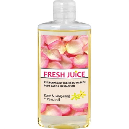 Fresh Juice - Pielęgnacyjny olejek do masażu - Rose & Ilang - Ilang + Peach oil, 150ml