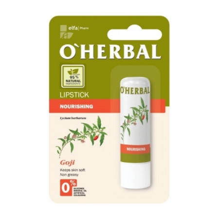 O'Herbal, Odżywcza, bezbarwna pomadka do ust z ekstraktem goji